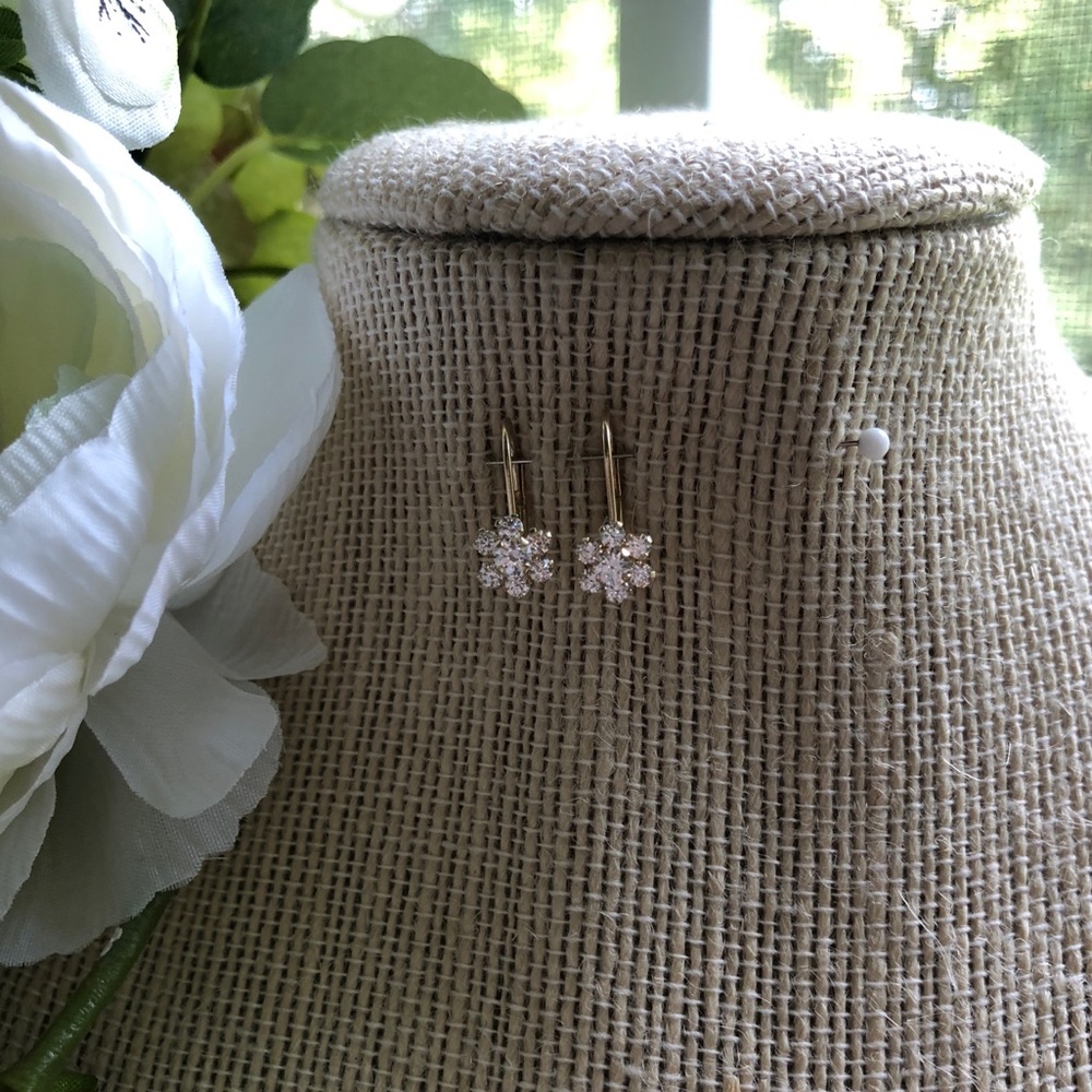 Dainty 14k CZ Lever Back Earrings